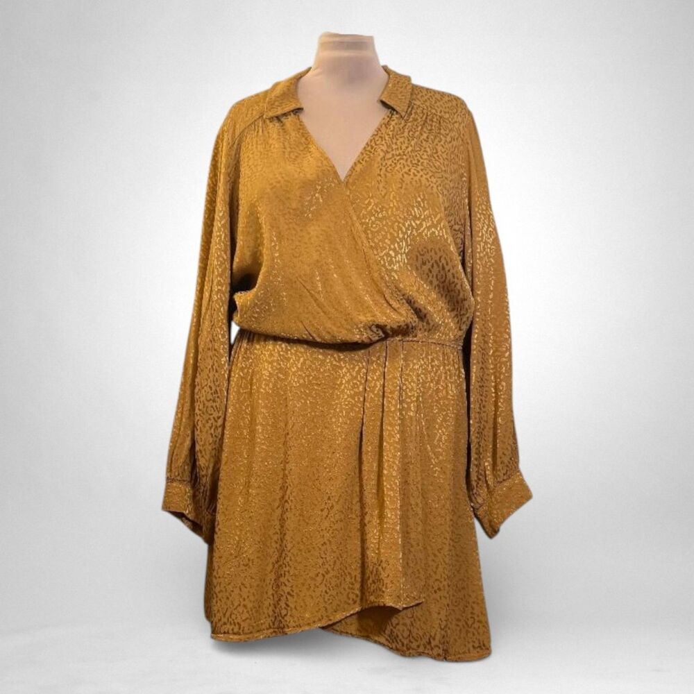 ANTHROPOLOGIE/Nuuly Leopard Print Long-Sleeve Mini Dress, EUC! Size 3X